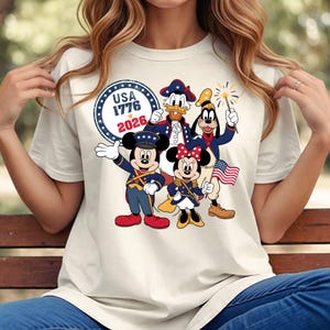Mickey And Friends USA 250 Shirt, 1776–2026 Patriotic Anniversary Tee, Classic Stars America Shirt, 4th of July T-Shirt image 1