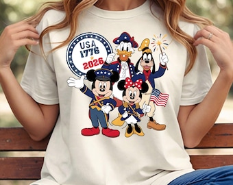 Mickey And Friends USA 250 Shirt, 1776–2026 Patriotic Anniversary Tee, Classic Stars America Shirt, 4th of July T-Shirt