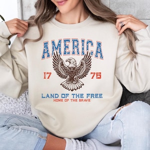 America Land of The Free Sweatshirt, America Est 1776 Sweatshirt, 4th of July Sweatshirt, Independence Day Sweatshirt, USA Flag Sweatshirt