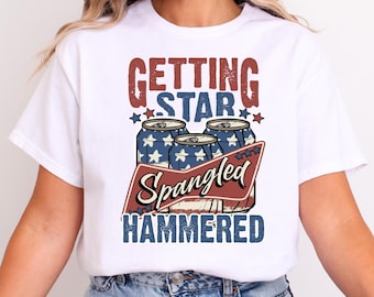 Funny 4th of July Drinking Shirt: Star Spangled Hammered Tee