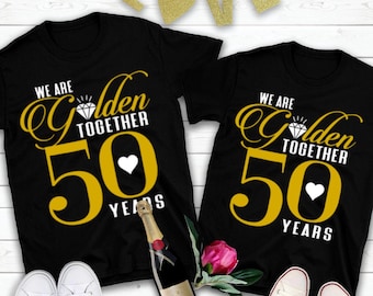 Golden 50th Anniversary Shirt: Matching Couple Tee