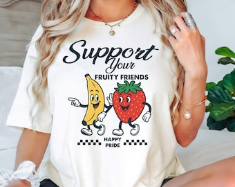 Fruity Friends Pride T-Shirt: Kawaii Rainbow LGBTQ Outfit