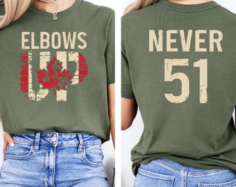 Elbows Up Canada T-Shirt: Never 51st, Maple Leaf Pride