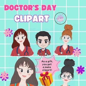30 Doctors&#39; Day Clipart Pack - Female Doctors, Nurses, PNG