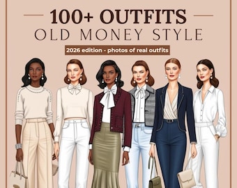 Más de 100 looks de estilo clásico / Guía de armario cápsula para mujeres elegantes / Ideas de estilo preppy (PDF)