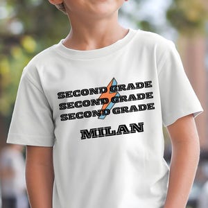 Personalized Back To School Grade Shirt Custom Kids Name Tee First Day Of School Outfit, Boys And Girls Elementary Gift Toddler School Shirt