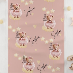 Personalisierte Ballerina Teddybär Baby Decke: individuelle Kinderzimmer Dekoration