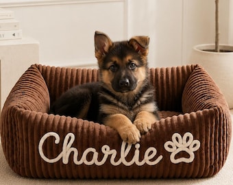 Personalized Hand Embroidered Pet Bed | Custom Dog Cat Bed with Name | Handmade Pet Gift | Dog Bed Personalized | Cat Bed Custom Name