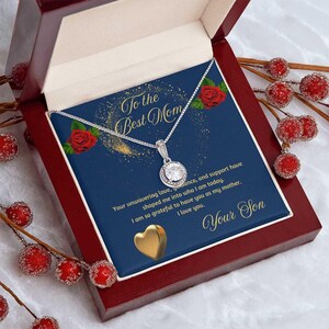Collar de esperanza eterna para cumpleaños, día de la madre o cualquier ocasión, regalo con tarjeta de mensaje, joyería para mamá con caja de regalo de hijo.
