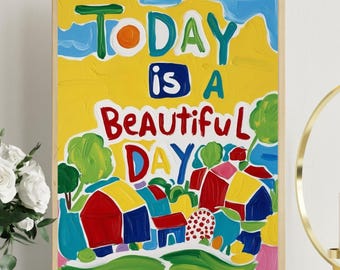 Färgglad bekräftelsecitat lekrumsdekor | Motiverande tillväxttänkande klassrumsdekor | Barnrumsdekor direkt nedladdning