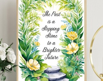Botanical Motivational Quote Wall Art | Self-Growth Digital Download | Printable Mental Health Gift | Inspirational Art Therapy Room Decor