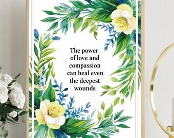 Healing Mental Health Wall Art | Inspirational Botanical Print | Self-Care Printable
