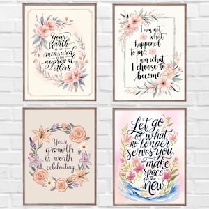 Counseling Office Wall Art Printable | Therapist Gift Botanical Quote Prints | Healing Digital Download for Therapy Room Decor