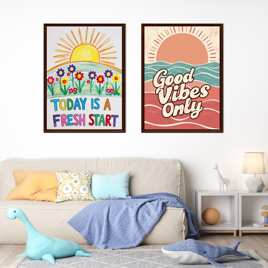 Kids Inspirational Playroom 2 Piece Wall Art | Daily Affirmation Decor ...