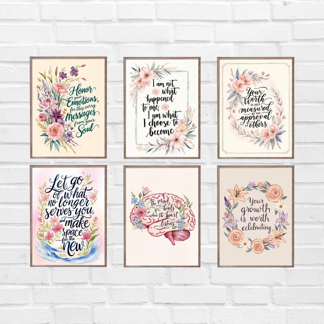 Motivational Wall Art Printable | Floral Quote Prints Set of 6 ...