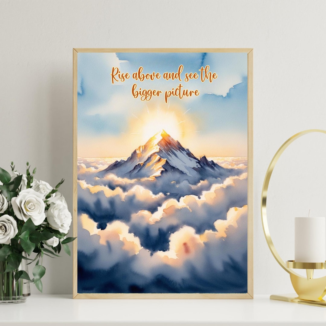 Sunrise Above the Clouds Wall Art Printable | Watercolor Rise Above ...
