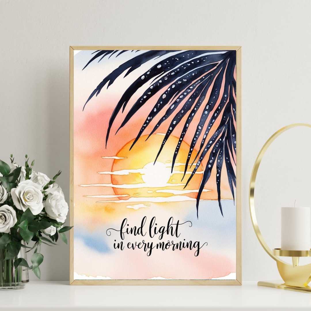 Sunrise Above Clouds Printable Wall Art | Watercolor Inspirational ...
