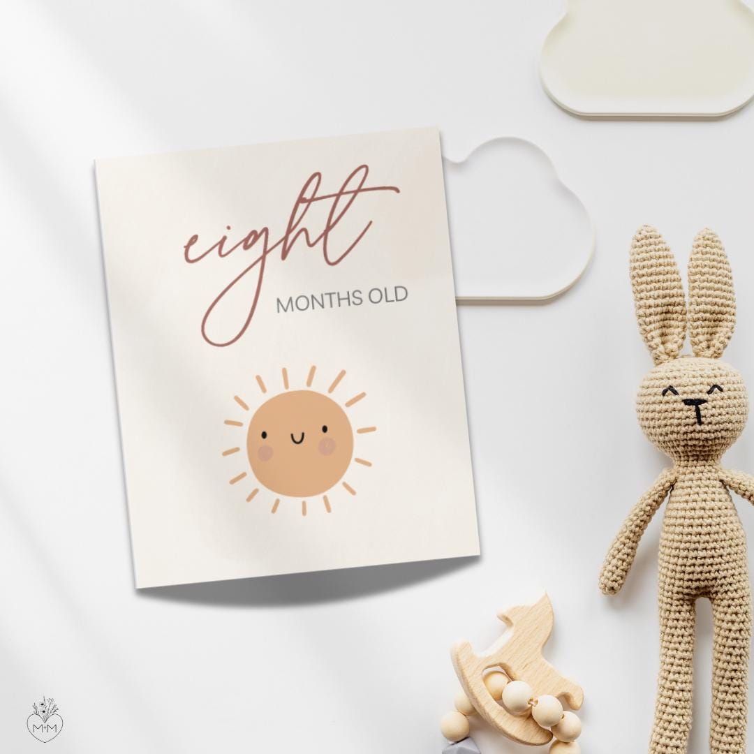 Boho Rainbow Baby Milestone Cards | Neutral Printable Monthly Baby ...