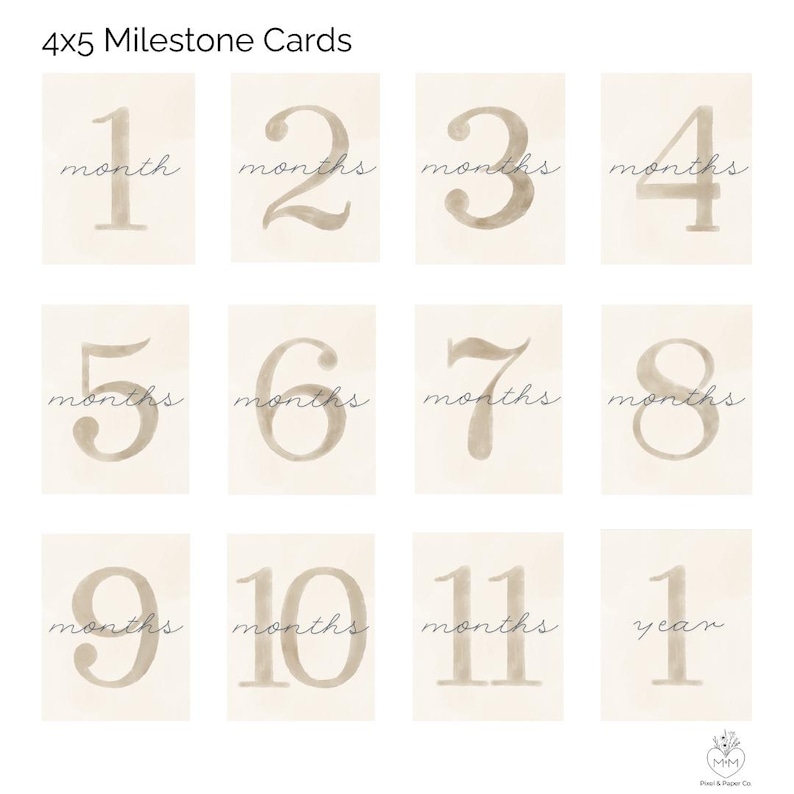 Watercolor Baby Milestone Cards | Neutral Printable Monthly Cards ...