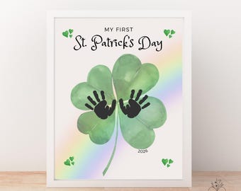 Illustration de l'empreinte de pas de bébé pour la première fois pour la Saint-Patrick | Souvenir DIY (téléchargement numérique)