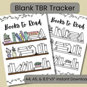 Books to Read Tracker PDF Download | TBR List Printable | Reading Log Planner | Book Tracker Digital Download | Reading Journal