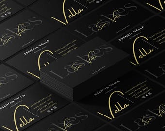 Luxury Business Card Template in Black and Gold – Instant Download, Editable Canva Template for DIY Design