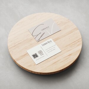 Fine Art Business Card Template in Beige with QR Code – Canva Design, Printable and Editable DIY Card
