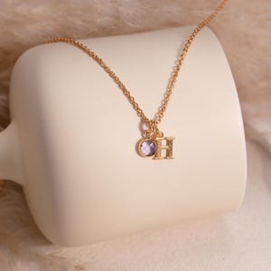 Colar com inicial personalizado, colar delicado com pedra do mês, colar com pedra do mês, presente de aniversário personalizado para ela, presentes de Natal