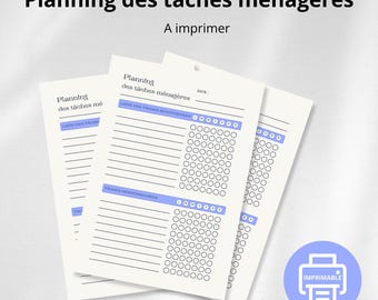 Planning ménage hebdomadaire – PDF A4 imprimable – Organisation maison, nettoyage, tâches ménagères