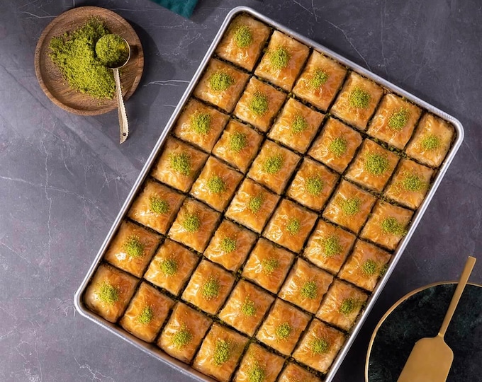 Baklava with Pistachios, Pistachio Baklava, Handmade Baklava, Special Turkish Baklava, Turkish Tea Gifts, Mediterranean Sweets