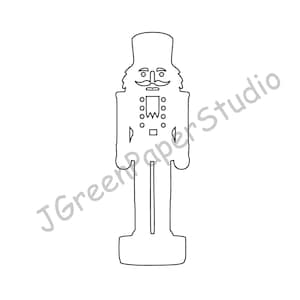 Puede incluir: Un dibujo en blanco y negro de un cascanueces. El cascanueces lleva un sombrero y un bigote.