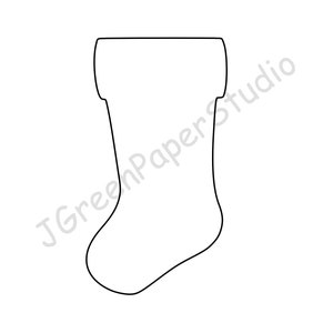 May include: A black and white outline of a Christmas stocking.