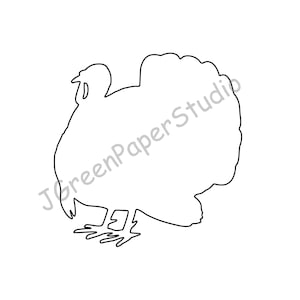 Afdrukbare Turkije-sjabloon PDF Digitale download Turkije Thanksgiving Herfst Kleurplaat DIY Crafts Stencil 7-inch Tom Turkije vorm omtrek