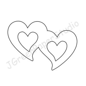 Afdrukbaar dubbel hart sjabloon overzicht PDF SVG digitale download harten kinderen kleurplaat DIY ambachtelijke stencil twee harten Valentijnsdag