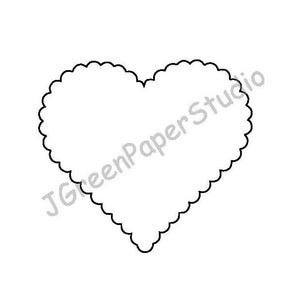 Modello stampabile di cuore smerlato-PDF Download digitale Cuore smerlato per bambini Pagina da colorare Artigianato per bambini Stencil Cuore da 7 pollici San Valentino