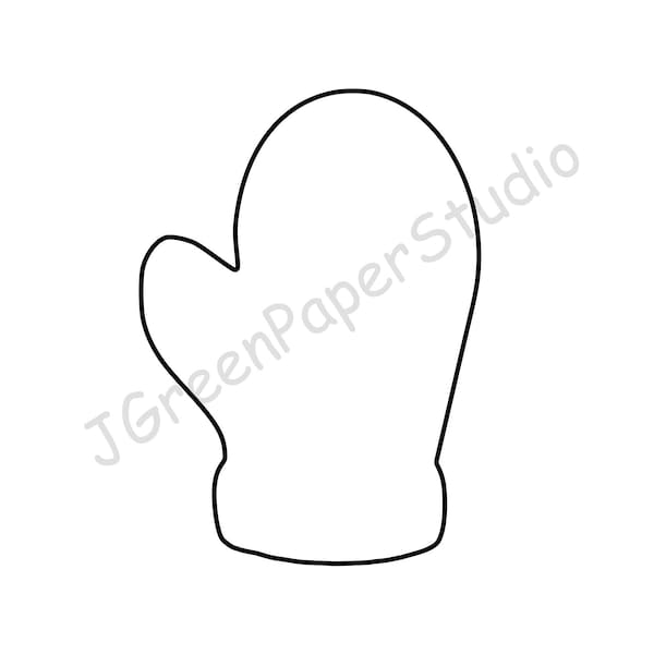 Printable Mitten Template PDF Digital Download Mitten Kids Coloring Page DIY Crafts Stencil 7-inch Mitten Scrapbooking Line Art