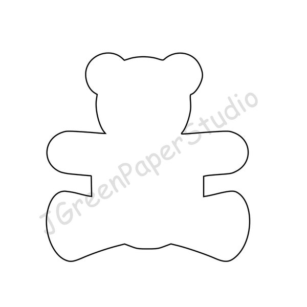 Printable Teddy Bear Template PDF Digital Download Teddy Kids Coloring Page Crafts Stencil 7 inch Teddy Bear Printable