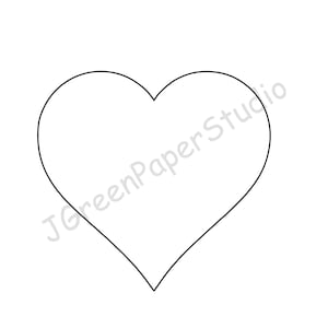 Molde de Coração para Imprimir PDF Download Digital Coração Crianças Dia dos Namorados Página para Colorir Artesanato Infantil Estêncil Coração de 7 polegadas Scrapbooking Artesanato DIY