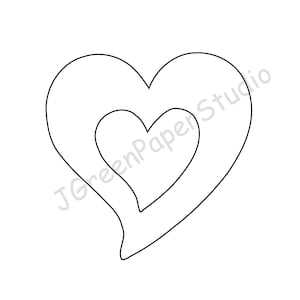Cuore stampabile nel modello di cuore PDF Download digitale Due cuori Bambini San Valentino Pagina da colorare Artigianato fai da te Stencil Cuore da 7 pollici Scrapbooking