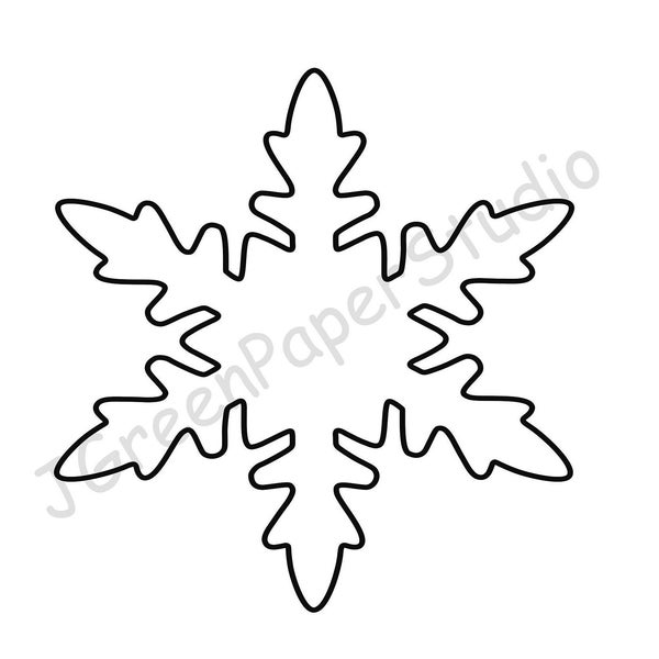 Printable Snowflake Line Art Template PDF Digital Download Christmas Winter Snow Coloring Page Stencil Bulletin Board Paper Decor Kids Craft