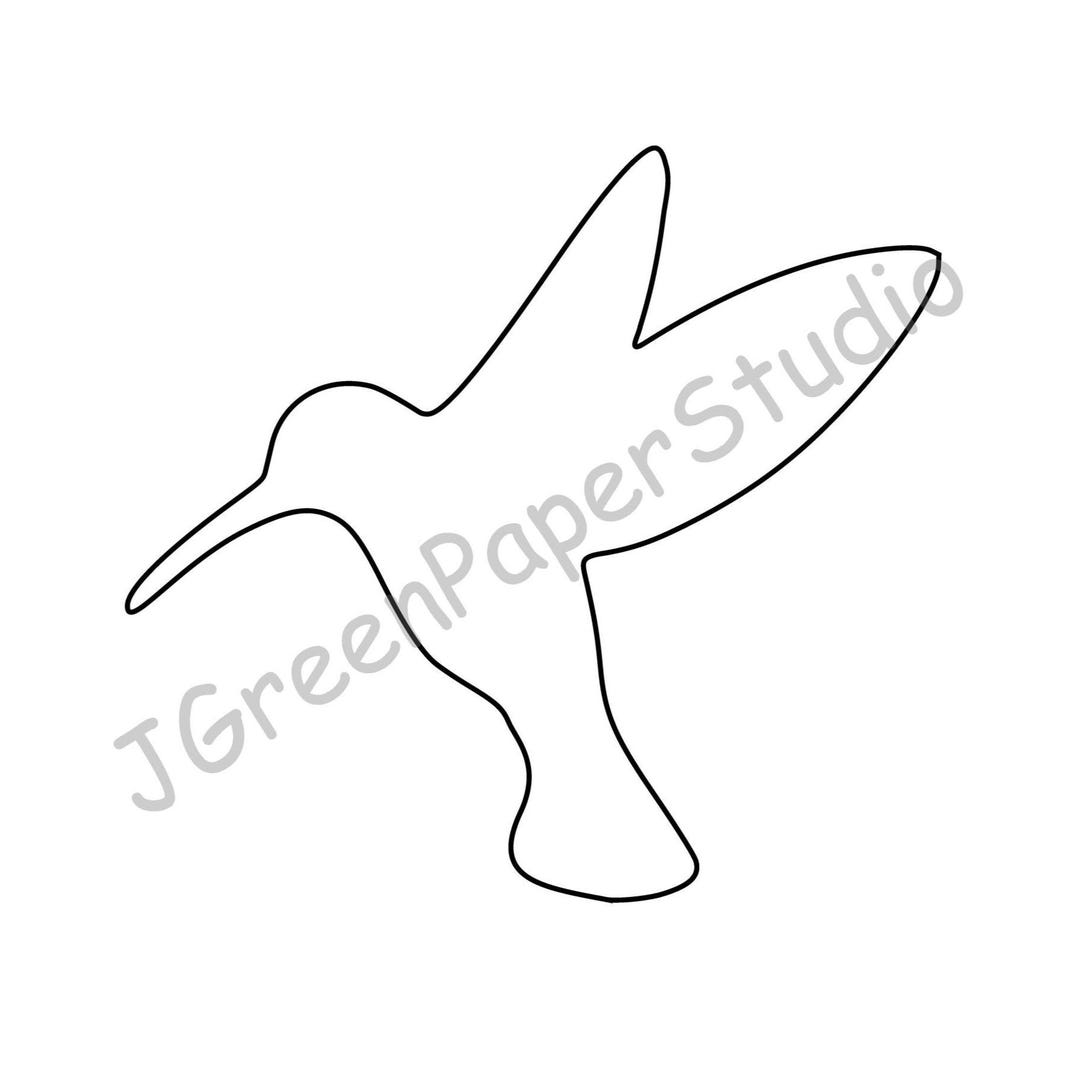 Hummingbird Template: Bird Outline, Kids Coloring Page (PDF, SVG ...