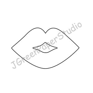 Modèle de lèvres imprimable PDF SVG Téléchargement numérique Kiss Saint-Valentin Coloriage contour pochoir SWAK Scrapbooking Bricolage