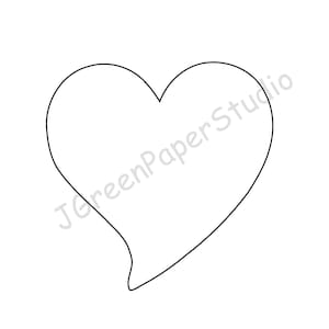 Printable Curvy Heart Template PDF Digital Download Curvy Heart Kids Valentines Coloring Page Kids Crafts Stencil 7 inch Heart Scrapbooking