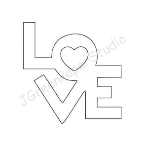 Modèle d'amour imprimable PDF SVG en téléchargement numérique Mot d'amour, anniversaire de mariage, coloriage pour enfants, modèle de pochoir artisanal pour la Saint-Valentin