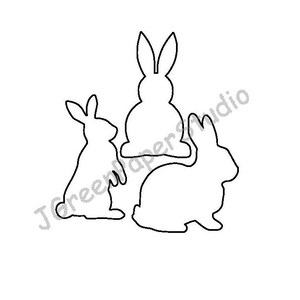 Stampabile (3) Pagina singola Conigli Line Art Template-PDF Download digitale Tre coniglietti pasquali Pagina da colorare per bambini Stencil fai da te Animale