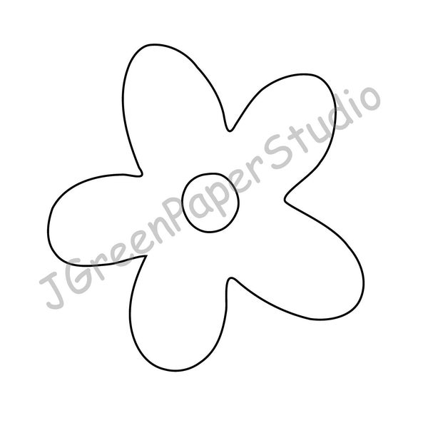 Printable Flower Template PDF Digital Download Spring Summer Flower Cutout Kids Color Page Classroom Decor DIY Crafts Bulletin Board Shape