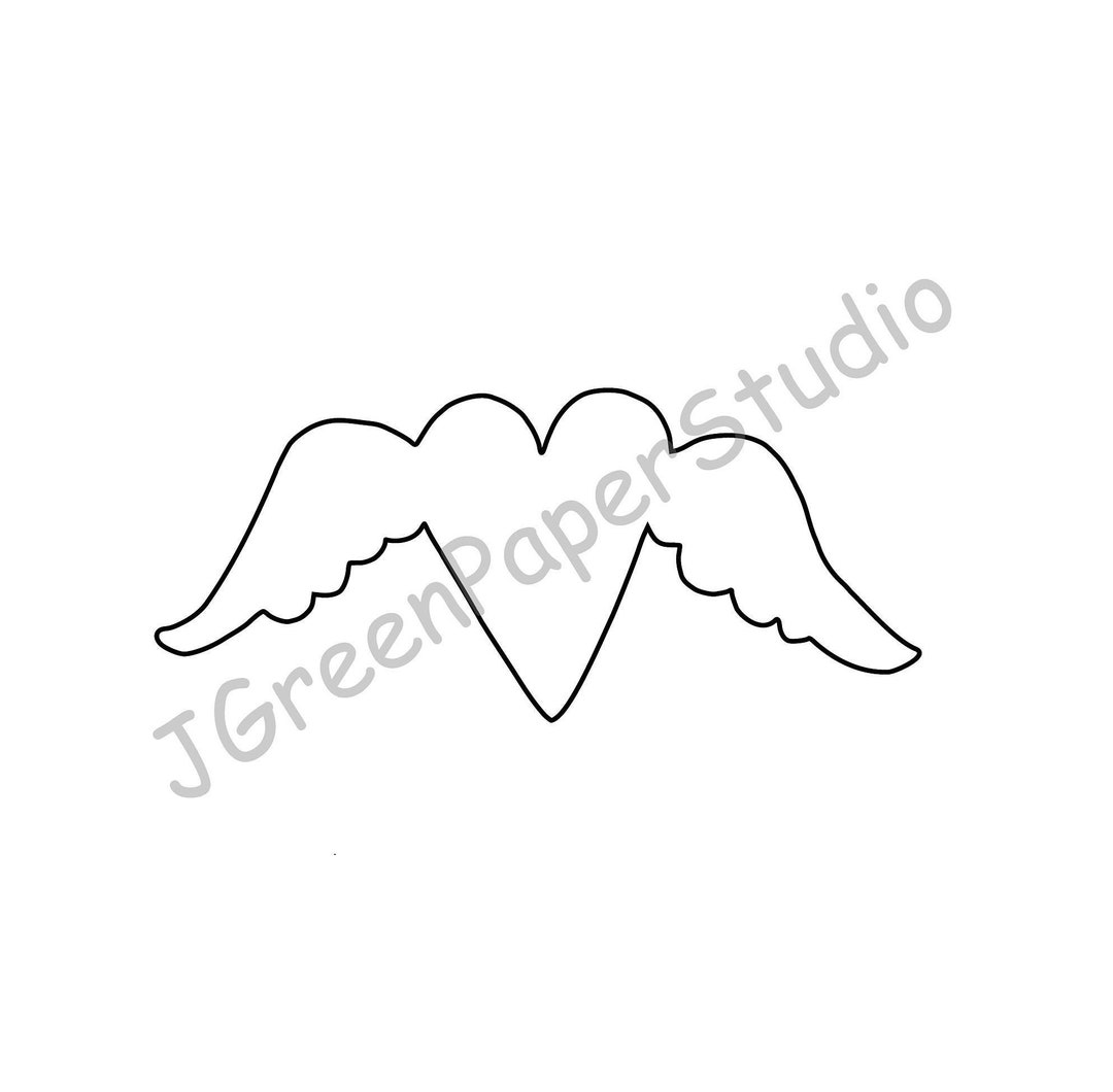 Printable Heart With Wings Template PDF Digital Download Heart Kids ...