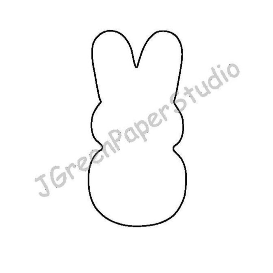 Printable Easter Bunny Peeps Template: Kids Coloring Page Stencil (PDF ...