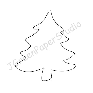 Sapin de Noël imprimable Modèle-PDF en téléchargement numérique Arbre à colorier pour les vacances pour enfants Pochoir artisanal 7 pouces Arbre à feuilles persistantes Scrapbooking