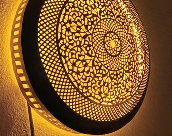 Luxury Moroccan Brass Wall Sconce | Handmade Arabic Pattern Wall Lamp | Warm Ambient Boho Lighting